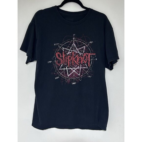 SLIPKNOT T Shirt VINTAGE Men's Black Dual Sided RARE Pentagram Logo ROCK Large - Picture 1 of 5